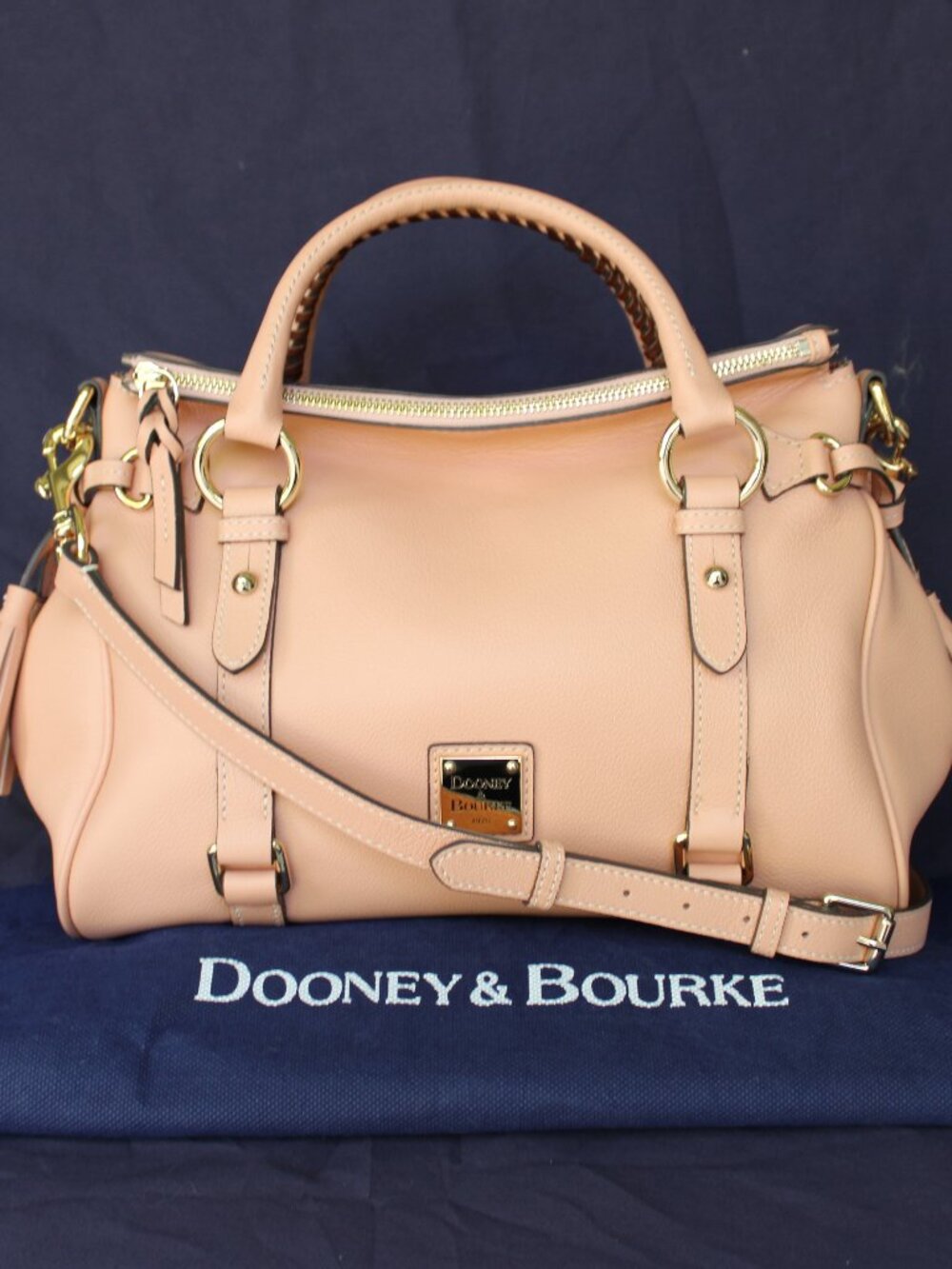 Dooney & Bourke pebbled satchel pink leather Florentine cross body tassel purse - Picture 4 of 11